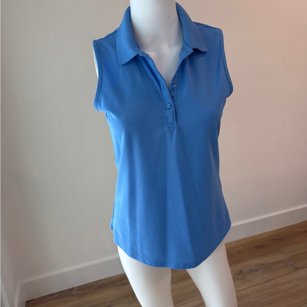 Greg Norman Collection Blue Fitted Buttoned Polo Tank Top